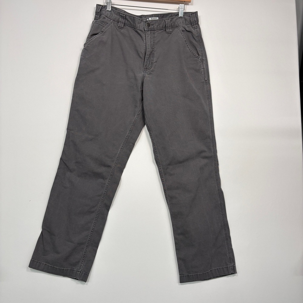 Carhartt Mens Canvas Work Pant 34x32 Grey Rugged Flex Relaxed Fit BN2291-M